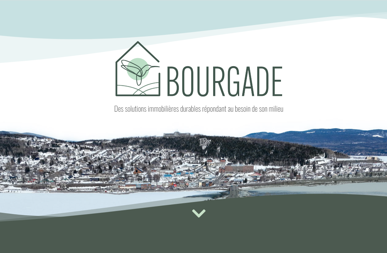 Capture d`écran du site web de Bourgade, spécialiste en immobilier. Réalisé par La Boîte FLEXIBLE